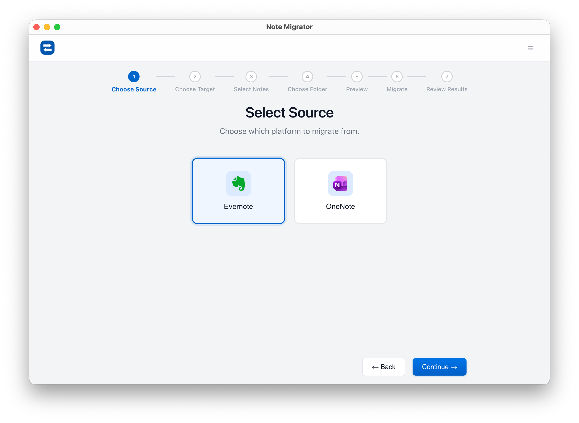 Select Source Platform
