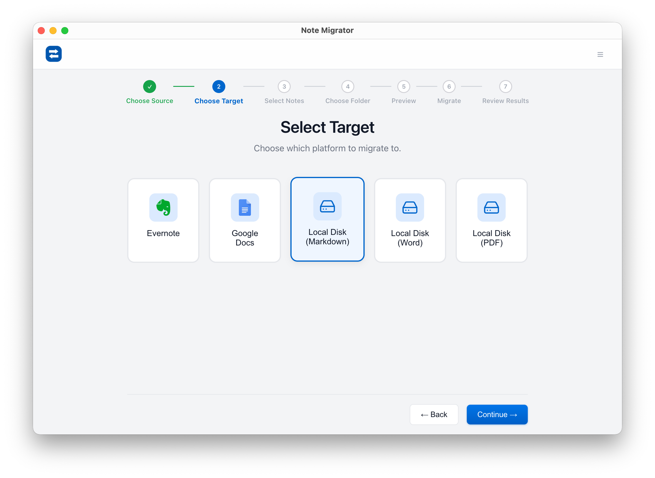 Select Local Markdown target