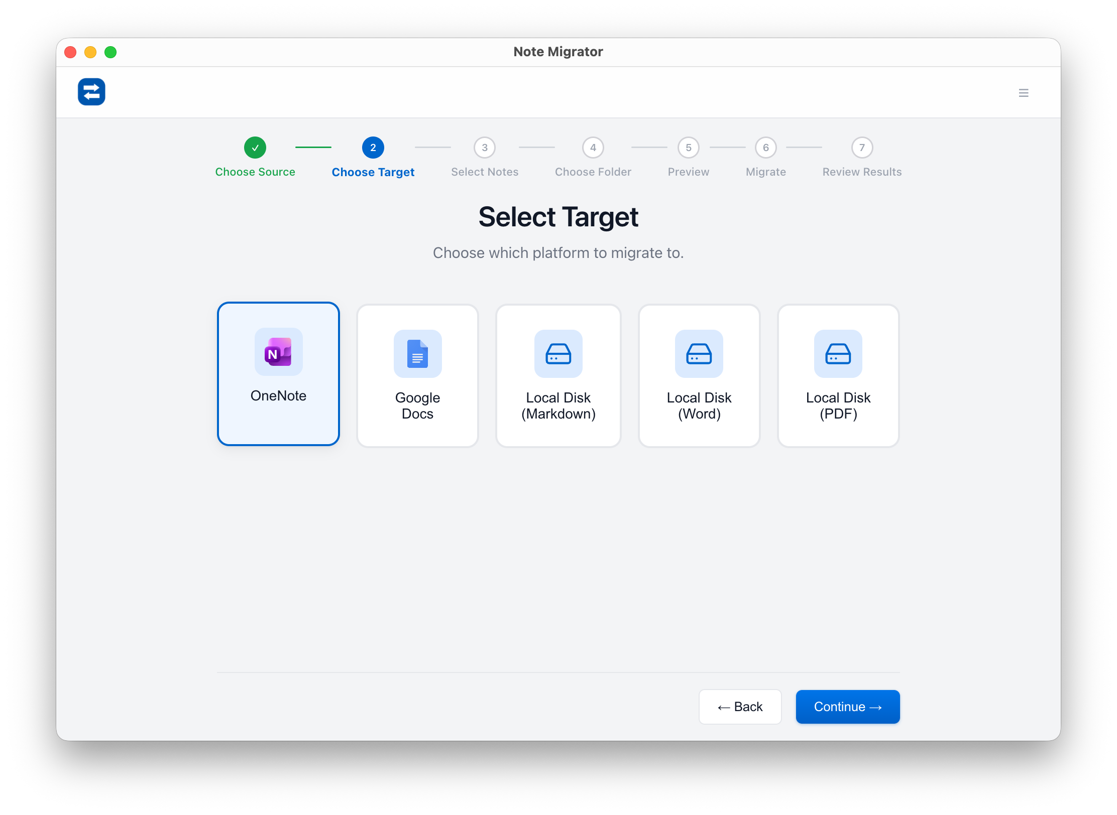 Select Target Platform